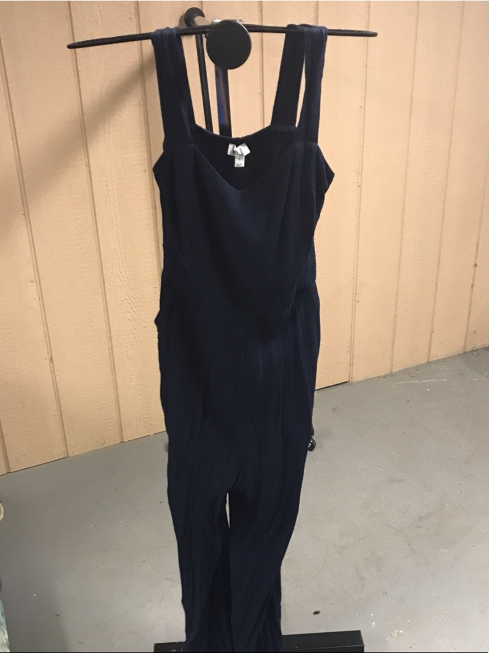 Market & Spruce Navy Ribbed Wide-Strap Jumpsuit
